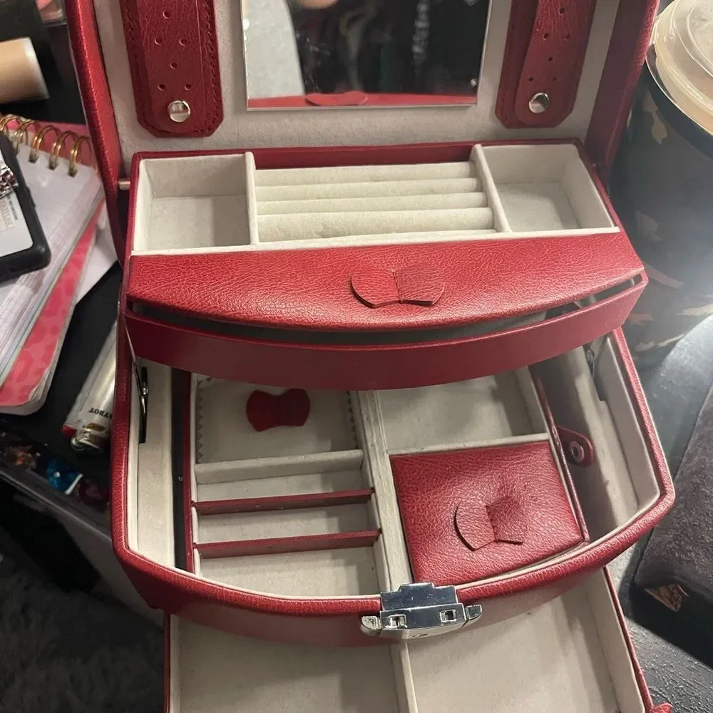 Box Davidt's [J51201 - Coffret a Bijoux 'Active Woman' rouge | Jewellery. Box re